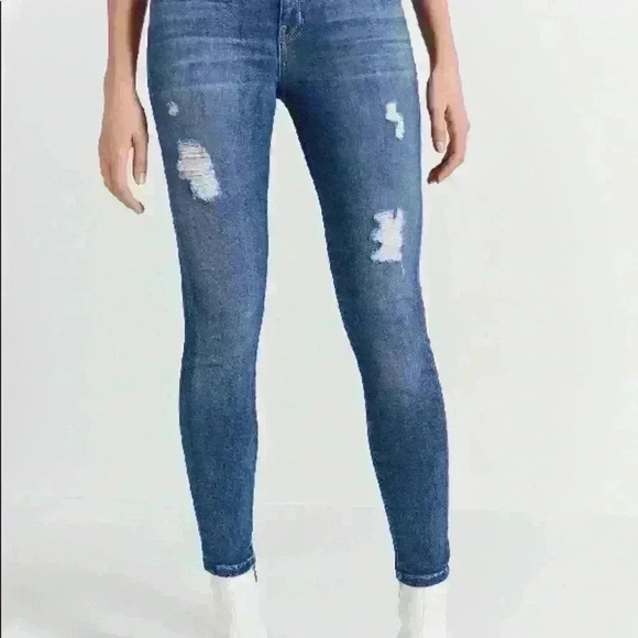 Current/Elliott The Stiletto 80s Distressed Mid Rise Jeans Womens 28 Medium Wash - Picture 2 of 13